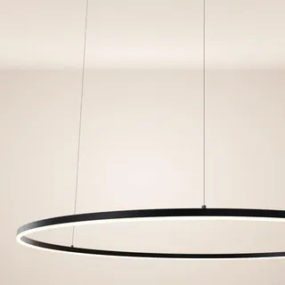 s.luce Led-Hängelampe Ring Schwarz Ø 120cm , Metall , Rund , LED integrated , 1.3x3.3x120 cm , Lampen & Leuchten, Innenbeleuchtung, Hängeleuchten, Pendelleuchten