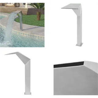 vidaXL Pool Wasserfall Edelstahl 50x30x90 cm Silbern - Poolbrunnen - Pool-Brunnen - Schwimmbadbrunnen - Springbrunnen - Silber