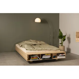 Karup Design »Merge Bed Bettgestell m. integrierter Bank m. Stauraum, mehrere Größen« inkl. Lattenrost, excl. Matratze, FSC®-zertifiziertes Massivholz,