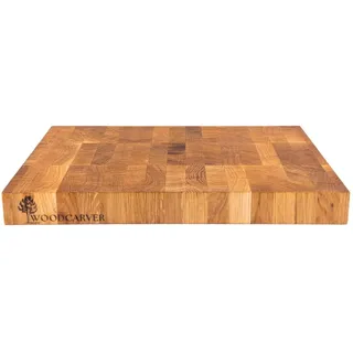 Woodcarver Endgrain Schneidebrett Eiche 40x30x4 cm – Massives Küchenbrett aus Holz – Messerfreundlich & Selbstheilend – Handgefertigt & Geölt – Vielseitig & Langlebig