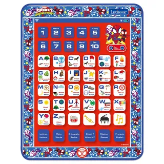 Lexibook, Spidey and His Amazing Friends, Lerntablett, zweisprachig, Sprachen Französisch/Englisch, Buchstaben, Zahlen, Klavier, Quiz, JCPAD002SPi1