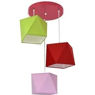 Hängelampe Kinderlampe für Kinderzimmer schöne Hängeleuchte Metall verschiedene Varianten 299-E3D (Grün-Rot-Rosa) - Grün, Rot, Rosa