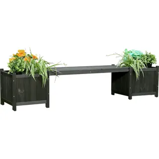 Melko Gartenbank mit Blumenkästen Holzbank Sitzbank Pflanzkübel - Schwarz - Schwarz