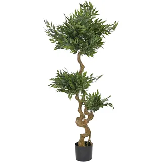 Beliani Kunstpflanze im Blumentopf 166 cm Grün/Schwarz Ruscus Tree
