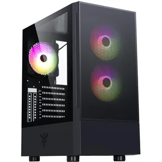 Itek Case SIISBE 3.0 – Gaming Middle Tower, 3 x 12 cm ARGB-Lüfter, USB3, Seitenwand aus Temp-Glas mit Scharnier