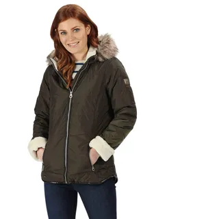 Regatta Whitley Damen Winterjacke mit Kapuze und Thermoschutz, isoliert, Kunstfell, gesteppt