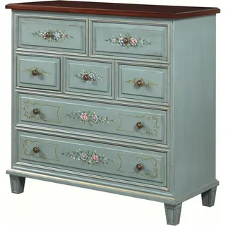 Kommode 108cm Sideboard Schrank Anrichte holz Schrank Möbel Kommoden Massivholz - Blau