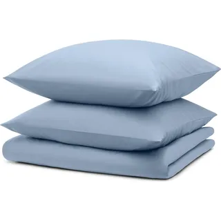 Blumtal Bettwäsche 200x200cm + 2x Kissenbezug 80x80cm - Mikrofaser Bed Sheets 200x200cm - 3-er Set Bettwäsche Hellblau - Hellblau