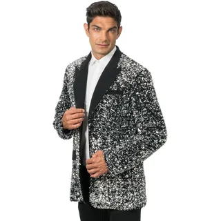 Chaks - Pailletten Jackett, Glitzer Sakko für Festival, Karneval, Silvester, Paillettenjacke für Showman Kostüm