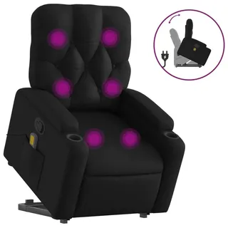 Massagesessel mit Aufstehhilfe Schwarz Kunstleder - Schwarz