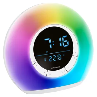 Grundig Tageslichtwecker – Nachttischlampe Radio und Bluetooth – Lichtwecker mit LED-Anzeige – Radiowecker mit Licht und Naturgeräuschen – Weiß - Weiß