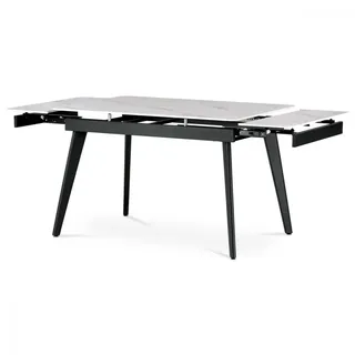 Esstabelle 120+30+30 x 80 cm, Keramikbrett weißer Marmor, Metall, schwarzer Matt -Lack - HT -405 m WT Action Neu - Weiß