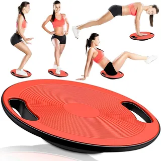 Retoo Balance Board aus Kunststoff bis 150 kg, Rutschfestes Wackelbrett mit Griffen, Gleichgewichtstrainer für Physiotherapie, ø 40 cm Rot Retoo - Rot