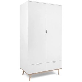 Finori Mid.you Drehtürenschrank Weiß, , Metall 4 Fächer 2 Schubladen 90x180x55 cm , Schlafzimmer, Kleiderschränke, Drehtürenschränke