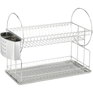 Wenko Exclusiv Duo Geschirrabtropfständer 21 x 33 x 49 cm Farbe Silber