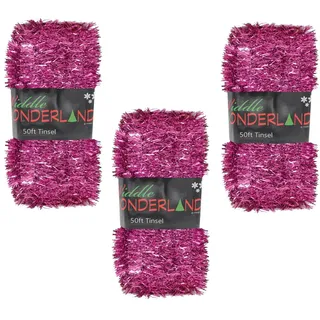 Weihnachtsbaum 3 Packungen 50ft x 3cm (150ft) Lametta Groß Wert - Kirschrot Rosa