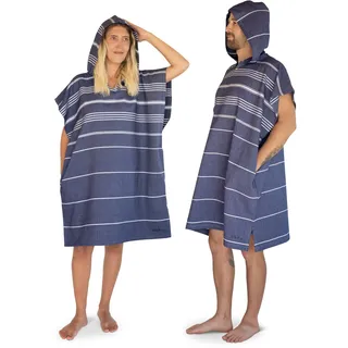 LeStoff Premium Surfponcho - Leicht, Nachhaltig, Saugstark & Schnelltrocknend - 100% Bio-Baumwolle - Strand, Bade, Surf, Camping, Kapuze, Umkleide (Navy, S/M)