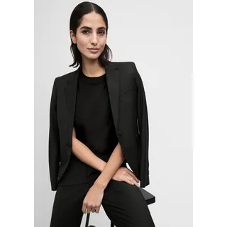Blusenblazer CINQUE "CIBOOMI", Damen, Gr. 36, schwarz, Web, Obermaterial: 53% Polyamid, 43% Schurwolle, 4% Elasthan, unifarben, schmal normal, V-Ausschnitt, eingesetzt,Ärmel mit Ärmelschlitz gerader Abschluss mit Knöpfen, Blazer Blusenblazer, Mit Markenlabelplättchen