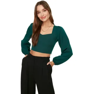 TRENDYOL Damen Trendyol Crop Bluse Blouse Westlich, Grün, 38