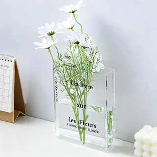 DIYCUT Transparenter Buchvase, Vase Kunststoff in Buchform