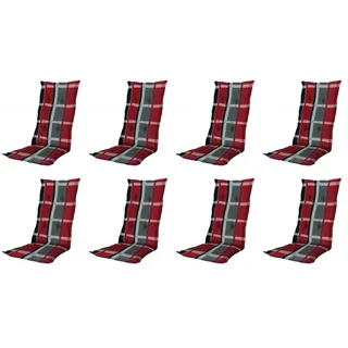 Madison 8x B253 Hochlehner Gartenstuhl Auflagen 120x50x8cm rot kariert