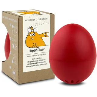 PiepEi Classic Rot - Singende Eieruhr zum Mitkochen - Eierkocher für 3 Härtegrade - Piep Ei mit 3 Melodien - Lustiges Kochei - Musik Eggtimer - Brainstream