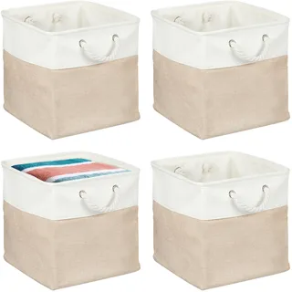 Relaxdays Aufbewahrungskorb 4er Set 33 x 33 x 33 cm beige/weiß