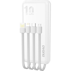 Bild von K6Pro Universal 10000mAh Power Bank with USB Cable, Type C Lightning white Weiß