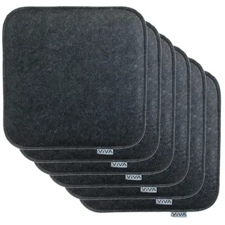 Brandsseller 6er Set Sitzkissen aus Filz 35x35x2 cm – Robuste Stuhlauflagen für innen und außen, eckiges Sitzpolster, strapazierfähiges Kissen für Stühle - Anthrazit
