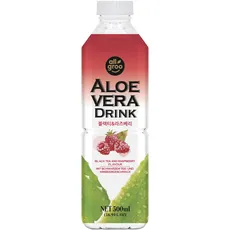 Allgroo Aloe Vera Drink - Erfrischendes Aloe-Vera-Getränk - Geschmacksrichtung: Schwarzer Tee und Himbeere mit Fruchtfleisch - Einwegpfand, Vorteilspack 12 x 500 ml