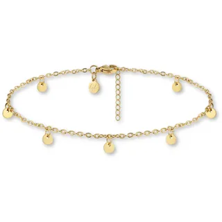 GD GOOD.designs Fußkettchen für Damen in Gold I 18K Vergoldete, wasserfeste Plättchen Fußkette verstellbar (22-27cm) aus Edelstahl I Goldener Frauen Fußschmuck mit Coins