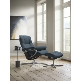 Stressless® Relaxsessel »Mayfair«, (Set, Relaxsessel mit Hocker), mit Hocker, mit Cross Base, Größe S, M & L, Holzakzent Wenge blau