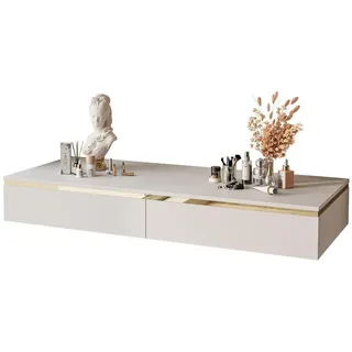 Lookway Schminktisch Aurora in Kaschmir ohne Spiegel , Holzwerkstoff , Uni , 2 Schubladen , Rechteckig , 102x15x44 cm , Wohnzimmer, Wohnzimmertische, Konsolentische