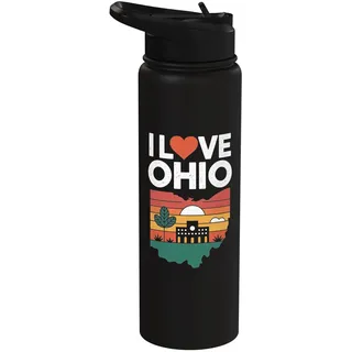 Ich liebe Ohio Retro Sunset State Pride Stainless Steel Insulated Water Bottle