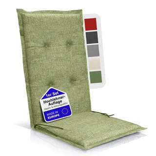 BI International Relexo Premium - Hochlehner Auflage Gartenstuhl Stuhlauflage mit Polster, Outdoor Sitzkissen & Stuhlkissen für Gartenmöbel Auflage wetterfest, Sitzkissen bequem (Grün, 1er Set)