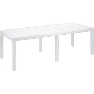 Rechteckiger ausziehbarer Gartentisch, Made in Italy, Farbe Weiß, Maße 150 x 72 x 90 cm (ausziehbar bis 220 cm)