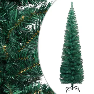 vidaXL Schlanker Künstlicher Weihnachtsbaum mit Ständer Christbaum Tannenbaum Dekobaum Kunstbaum Weihnachten Dekoration Weihnachtsdeko Grün 240cm PVC