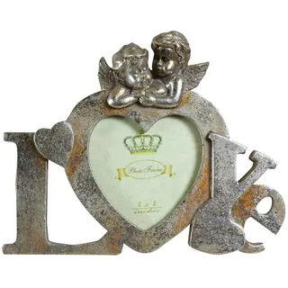 Biscottini Vintage Bilderrahmen 24 x 19 x 14 cm - Fotorahmen Love - Tischbilderrahmen im Antik-Look - Bilderrahmen Love