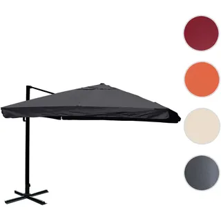 Gastronomie-Ampelschirm HWC-A96, 3,5x3,5m (Ø4,95m) Polyester/Alu 25kg ~ Flap, anthrazit ohne Ständer