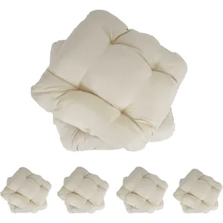 10er-Set Sitzkissen Dublin, Stuhlkissen Kissen, 41x38x8cm ~ creme