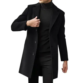Wintermantel Herren Herrenmantel Long Mantel Winter Wollmantel Slim Fit Trenchcoat Vintage Coat Men MäNner MäNtel ÜBergangsmante