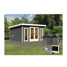 KARIBU Sauna »Kuusalu 3«, BxHxT:369 x 229 x 369 cm, 4 Personen - grau