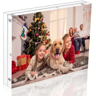 NIUBEE Acryl-Bilderrahmen, magnetisch, doppelseitiger Bilderrahmen, vertikal und horizontal, freistehend, quadratisch, farblos, 5x7 inch