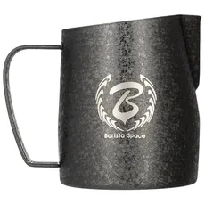 Barista Space Polished Silver Milk Jug optimal für Latte Art mit präziser Ausgusstülle, leicht und handlich, empfohlen von Weltmeistern – silverBlack - 450ml