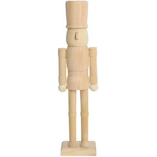 PE Nussknacker Holzfigur Unbemalt 38 cm - Großes DIY Bastelset zum Bemalen, Holzrohling Soldat Figur für Weihnachtsdeko & Advent