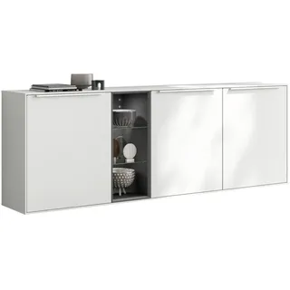 Celina Home Sideboard , Graphitfarben, Weiß , Holzwerkstoff , 6 Fächer , 212.3x73x37.4 cm , Typenauswahl, individuell planbar, Beimöbel erhältlich, in verschiedenen Holzdekoren erhältlich , Holzmöbel, Wohnwände Holz, Wohnwand Serien Holz