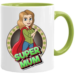 JungleMug – Super Mum Tasse Geschenk für Mama Heldin | Lustige Muttertagsidee Dankeschön Becher Geburtstag Frauen