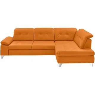 Beldomo Speed Ecksofa , Orange , Leder , Echtleder , Rindleder , Ottomane rechts, nicht einzeln stellbar, L-Form , 309x211 cm , Goldenes M , Typenauswahl, Bettkasten erhältlich, Fußauswahl, Lederauswahl, Stoffauswahl, Sitzqualitäten, seitenverkehrt erhältlich, Bettfunktion erhältlich, Hocker erhältlich, Rückenfutter , Wohnzimmer, Sofas & Couches, Wohnlandschaften, Ecksofas