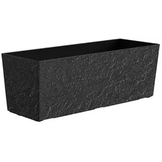 Dehner Pflanzkasten Stone, Blumentopf inkl. Bewässerungssystem/Ablaufloch, frostbeständig, ca. 49.5 x 19 x 19 cm, Polypropylen, anthrazit