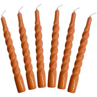 Candles with a Twist®, Stabkerzen gedreht, Hergestellt in Italien, 25 Farben verfügbar, Tafelkerzen lackiert, Spiralkerzen lange Brenndauer 5 Stunden, Kerzen Deko, 6 Stück, 2,2 x 21cm (Terrakotta)